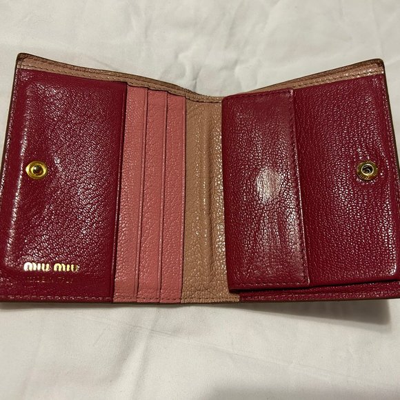 Pink Miu Miu Fold Over Snap Wallet - Picture 5 of 14
